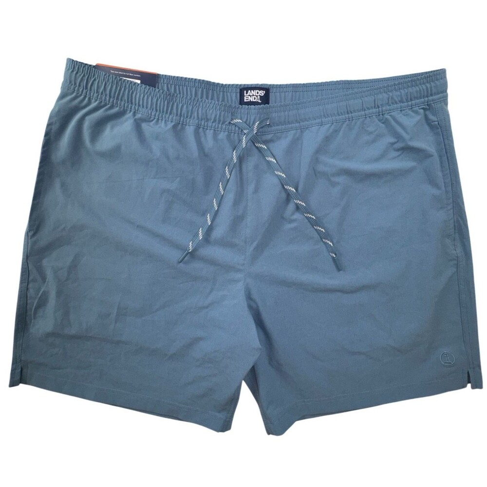 Lands End Mens Size XXL Blue Swim Board Shorts Trunks Pool Beach Aquatic New